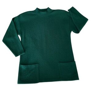 VTG Rib Knit Top 90’s The Limited Shoulder Pads Mock Neck Pocket Green Women S